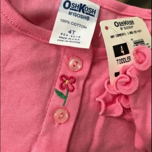 NWT OSHKOSH girls Pink Flowers button-up 2T NWT Embroidered Top toddler - Picture 4 of 6